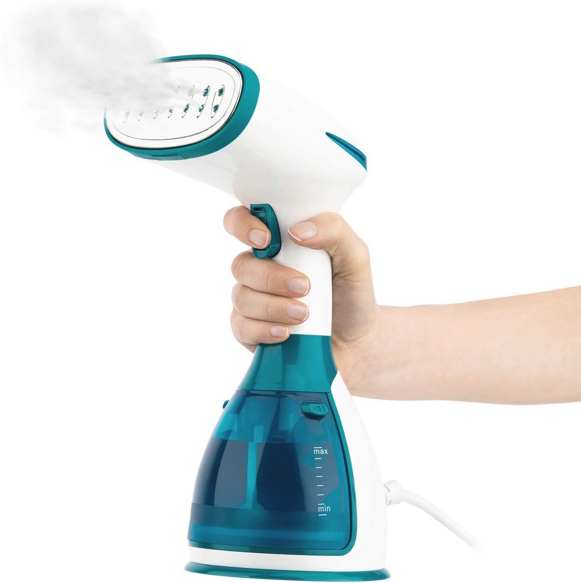 Lichtgewicht ergonomisch handstoomapparaat - continue stoom 32 g/min, roestvrijstalen strijkzool, waterreservoir 280mL
