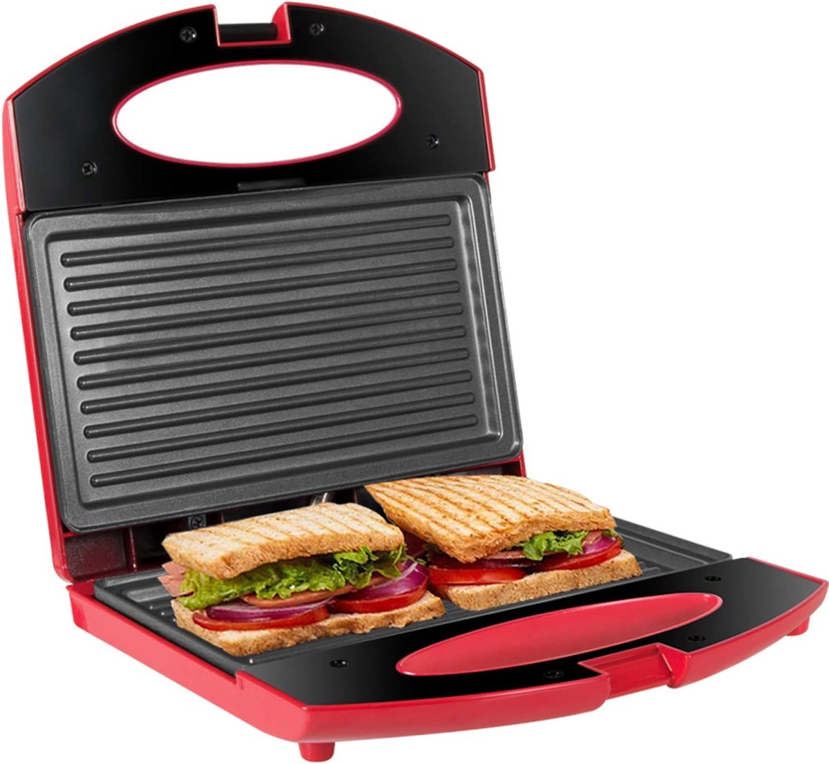 Sandwich- en panini-grill 750W met antiaanbaklaag - Eenvoudig te reinigen en veilig in gebruik