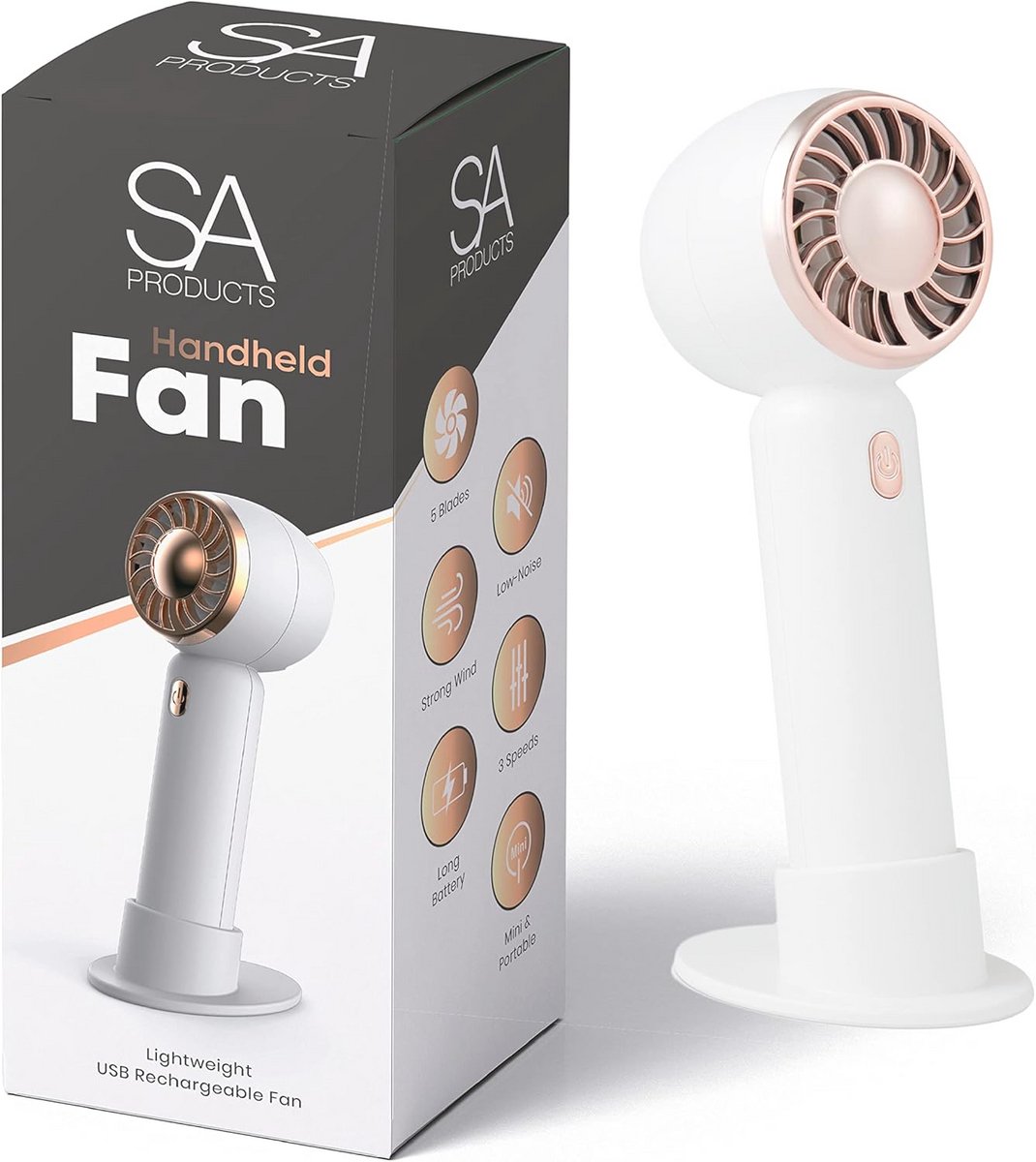 Mini handventilator - Geluidsarm en USB-oplaadbaar, met 3 snelheden voor onderweg