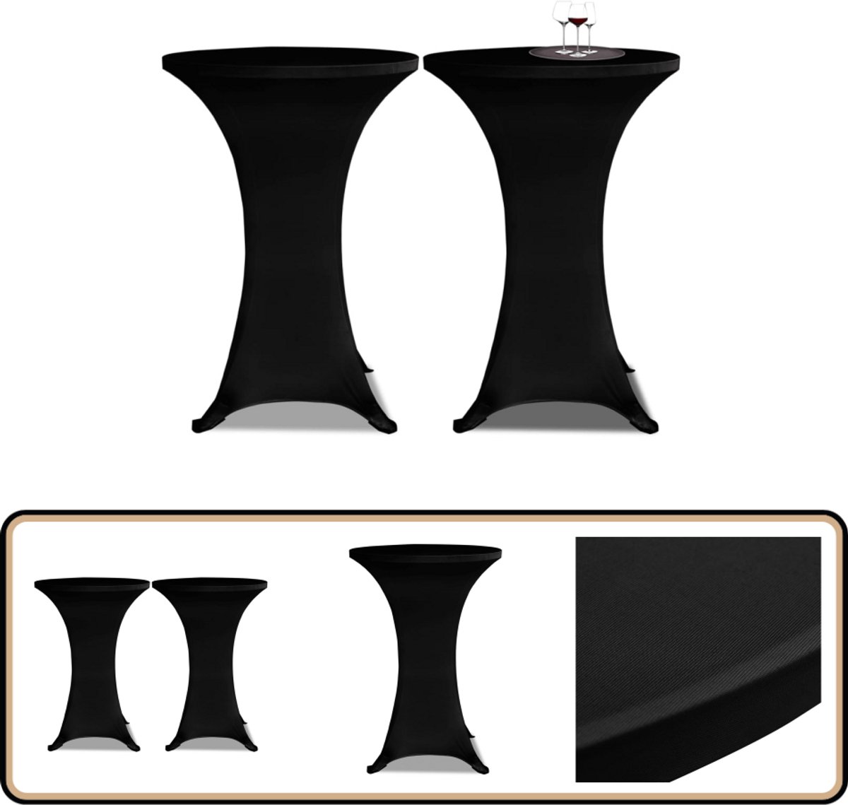 vidaXL Statafelhoes - Stretch - Ø70cm - Zwart - (2 - stuks)