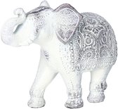Dieren beeldje Indische olifant wit 24 x 17 x 7 cm - Olifanten beeldjes van keramiek