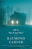 Boekcover van 'Will You Please Be Quiet, Please?' door Raymond Carver, met een verlicht huis in de sneeuw.