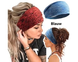 Trendy Hoofdband I Headband Dames I Elastische Zweet Absorberende Hoofdband I Yoga, Sport & Fitness I Blauw