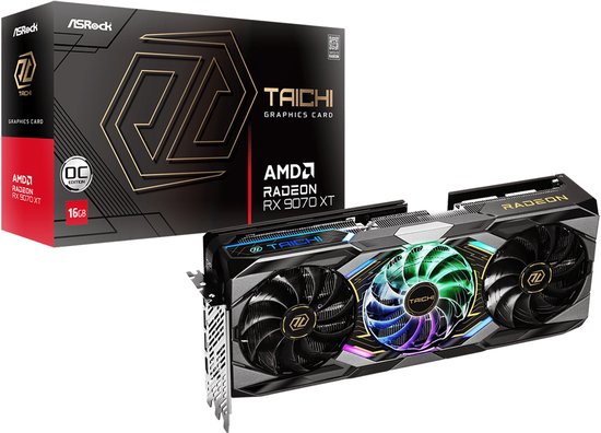 ASRock AMD Radeon RX 9070 XT Taichi OC - Videokaart - 16GB - GDDR6 - PCIe 5.0 - 1x HDMI 2.1 - 3x DisplayPort 2.1