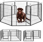 IvoQ Hondenren – Puppyren 8 Panelen 80x80 cm – Voor Binnen & Buiten – Stevig Staal – Makkelijk Op te Bergen – Voor Honden en Konijnen