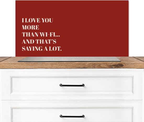 Crédence de Cuisinière en Aluminium 90x45 cm - Rouge - Citation - Amour - Écran Pare-éclaboussures pour Plaque de Cuisson - Protection Murale