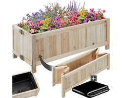 tectake® Verhoogde Plantenbak Blomster - Bloembakken voor buiten Rechthoekig - Inclusief folie - Opvouwbare Houten Bloembak - Stabiel en Weerbestendig - 70 x 30 x 25 cm - Tuinbed voor Kruiden, Groenten en Bleomen - Antraciet