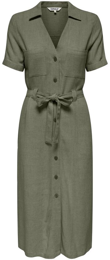 ONLY ONLSIESTA SS LIN BL SHIRT DRESS PNT NOOS Dames Jurk - Deep Lichen Green