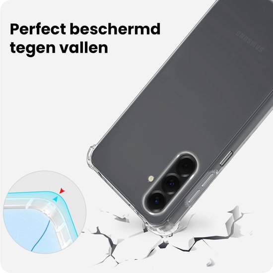 Transparante siliconen hoes die smartphone beschermt tegen vallen. Versterkte hoeken.
