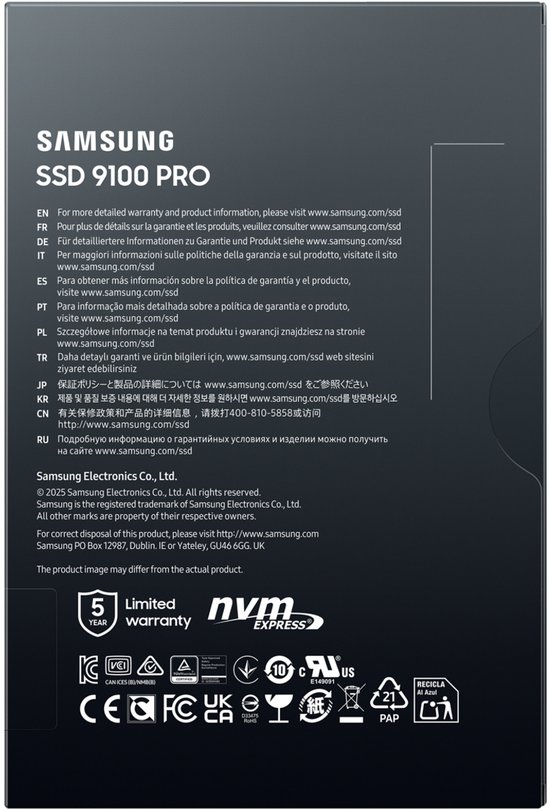Samsung 9100 PRO - Interne SSD - PCIe 5.0 - NVMe M.2 - 2 TB
