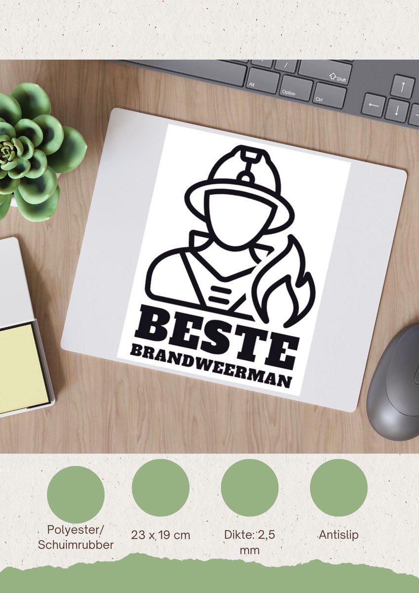 Akyol - beste brandweerman Muismat - Beste brandweerman - collega - cadeau - 23 bij 19 cm