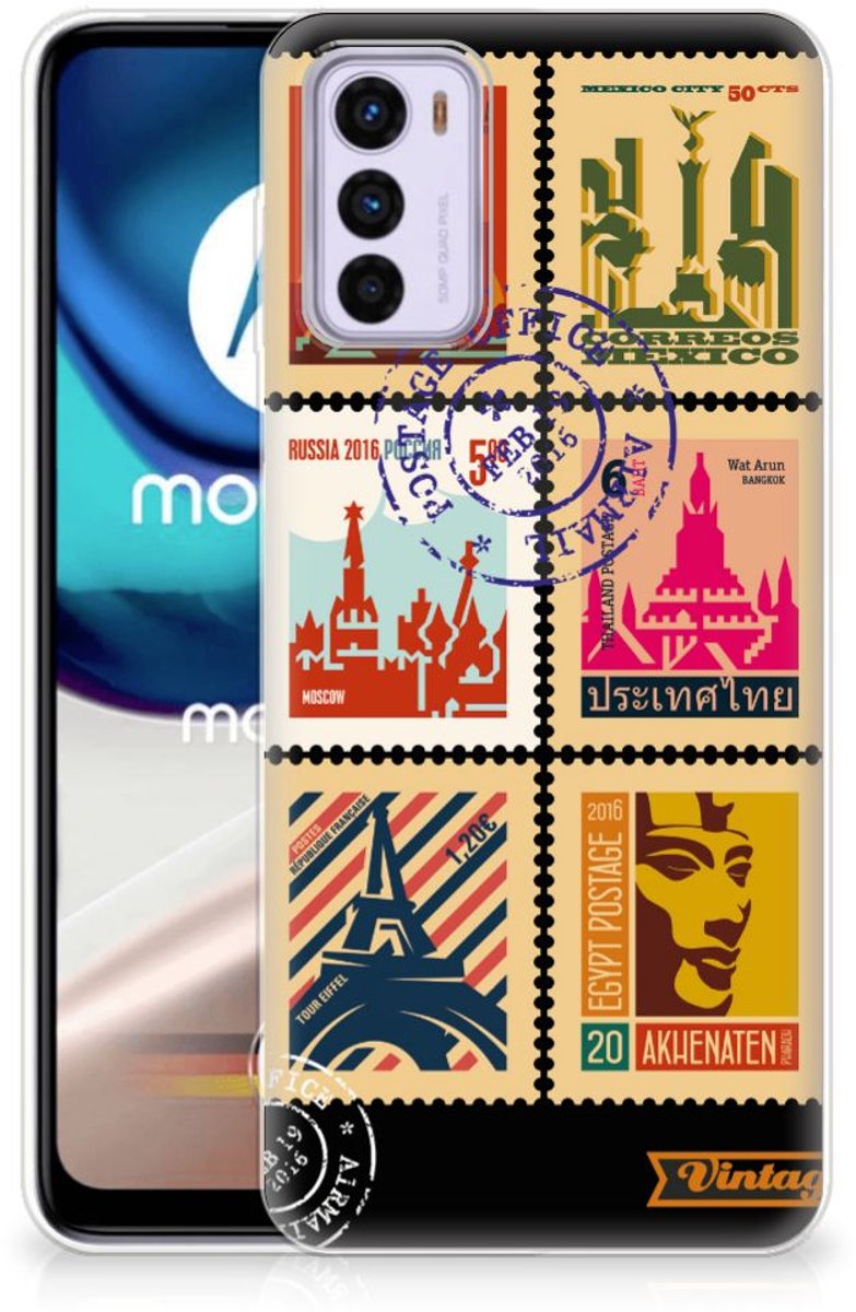 Motorola Moto G42 Siliconen Back Cover Postzegels