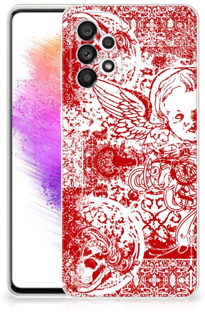 Silicone Back Case Samsung Galaxy A73 5G Angel Skull Rood