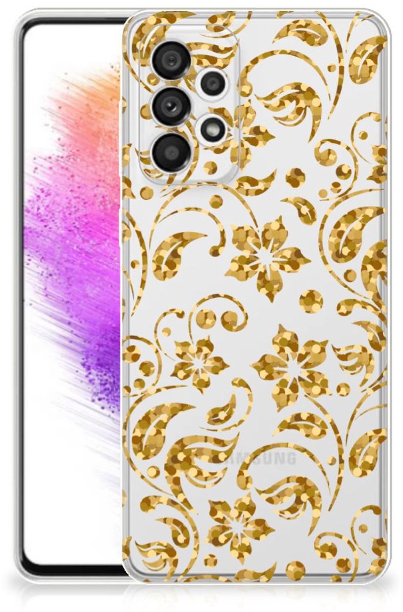 Samsung Galaxy A73 5G TPU Case Gouden Bloemen