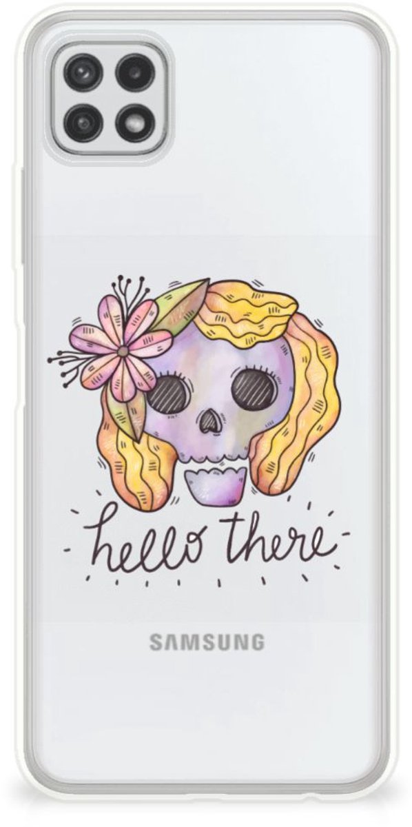 Silicone Back Case Samsung Galaxy A22 5G Boho Skull
