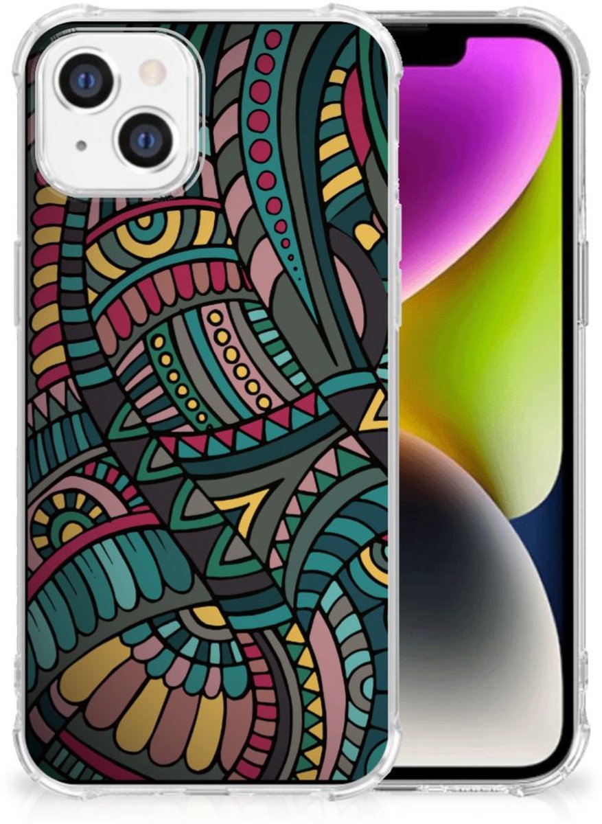 iPhone 14 Doorzichtige Silicone Hoesje Aztec