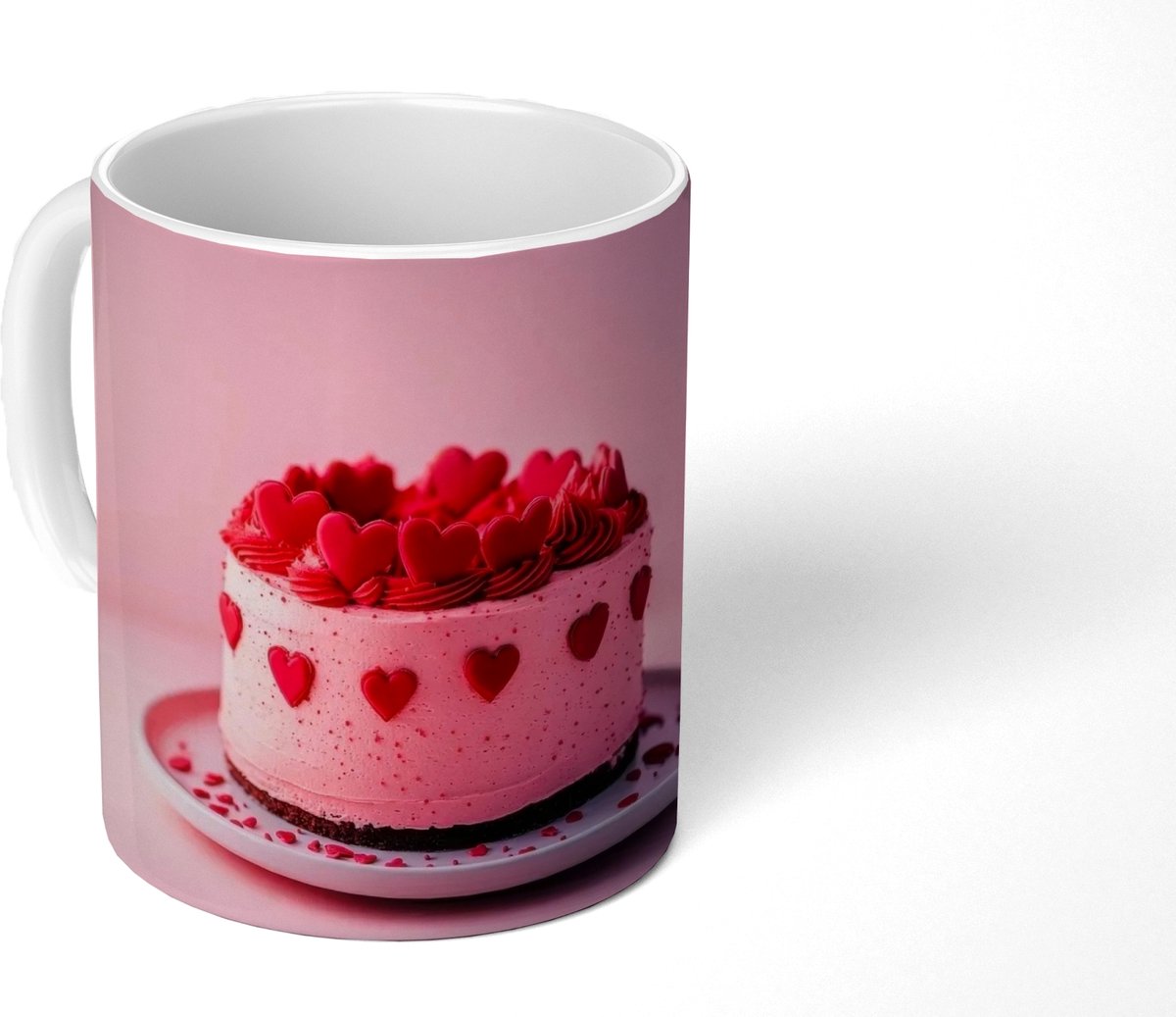 Mok - Koffiemok - Taart - Hart - Roze - Mokken - 350 ML - Beker - Koffiemokken - Theemok