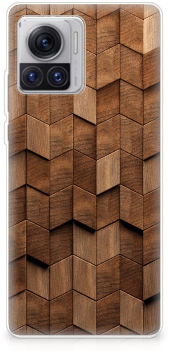 Bumper Hoesje voor Motorola Moto X30 Pro Wooden Cubes