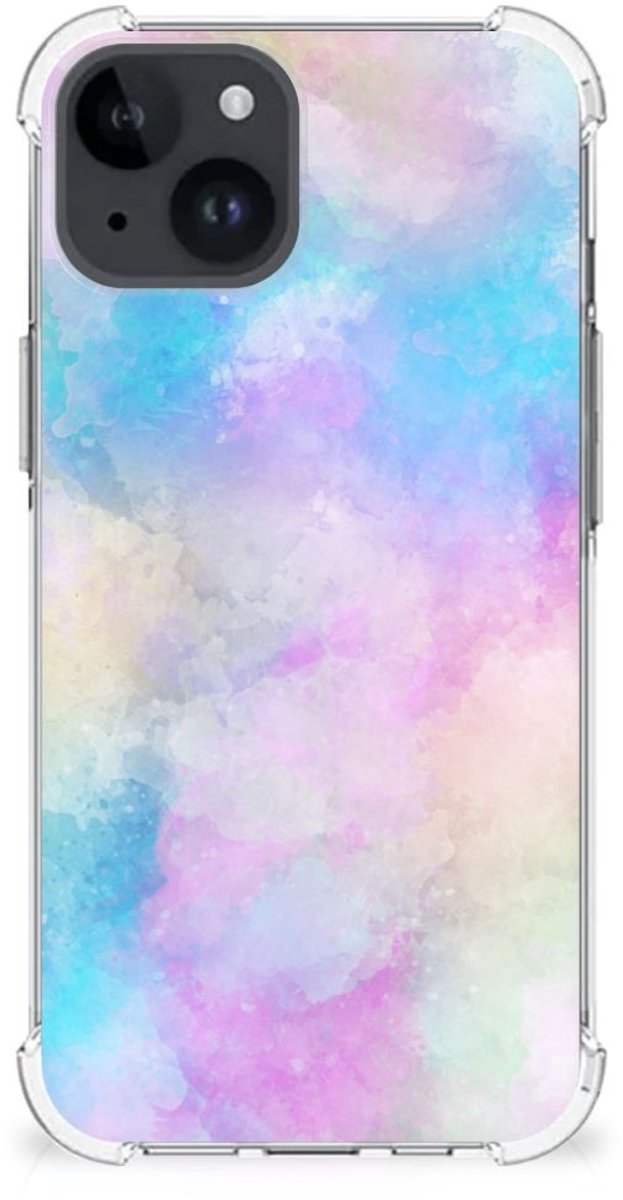 TPU Case Anti-Shock voor Back Cover iPhone 15 Watercolor Light