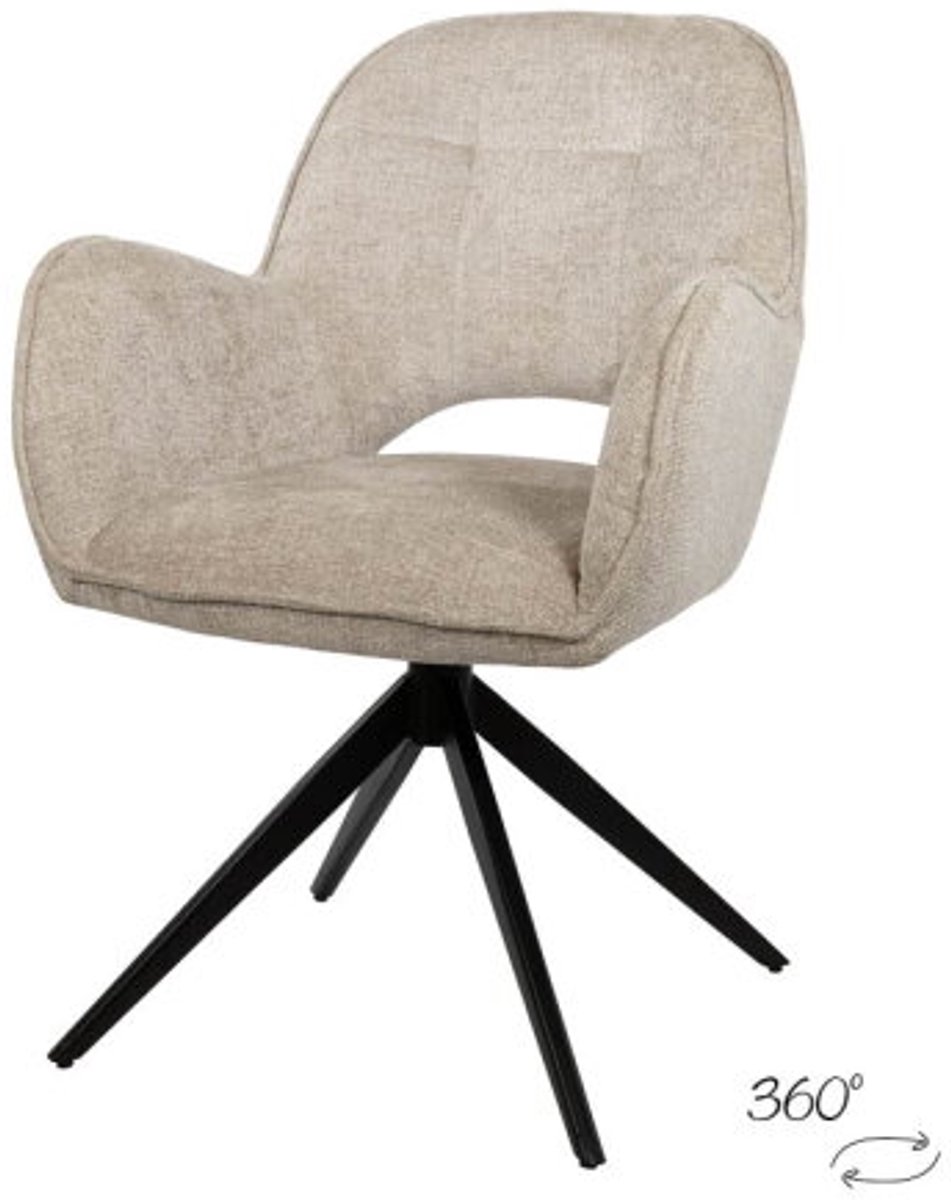 Eetkamerstoel Alicia - draaipoot 360ARS - Cremona - Taupe 04 - Unique Collection - eetkamerstoelen set van 2