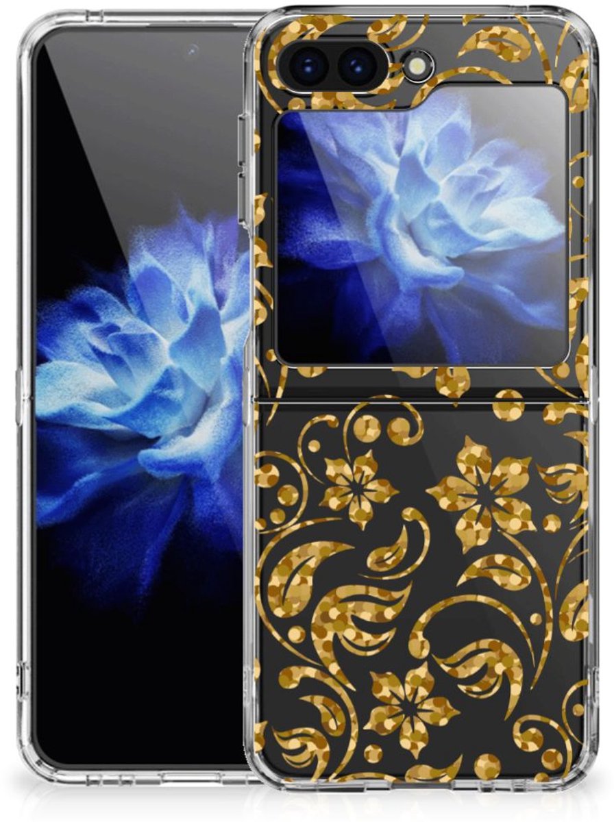 Samsung Galaxy Z Flip 5 TPU Case Gouden Bloemen