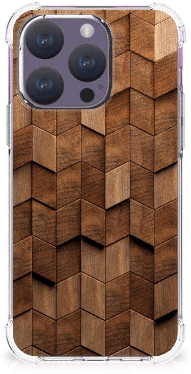 Stevig Telefoonhoesje voor iPhone 15 Pro Wooden Cubes