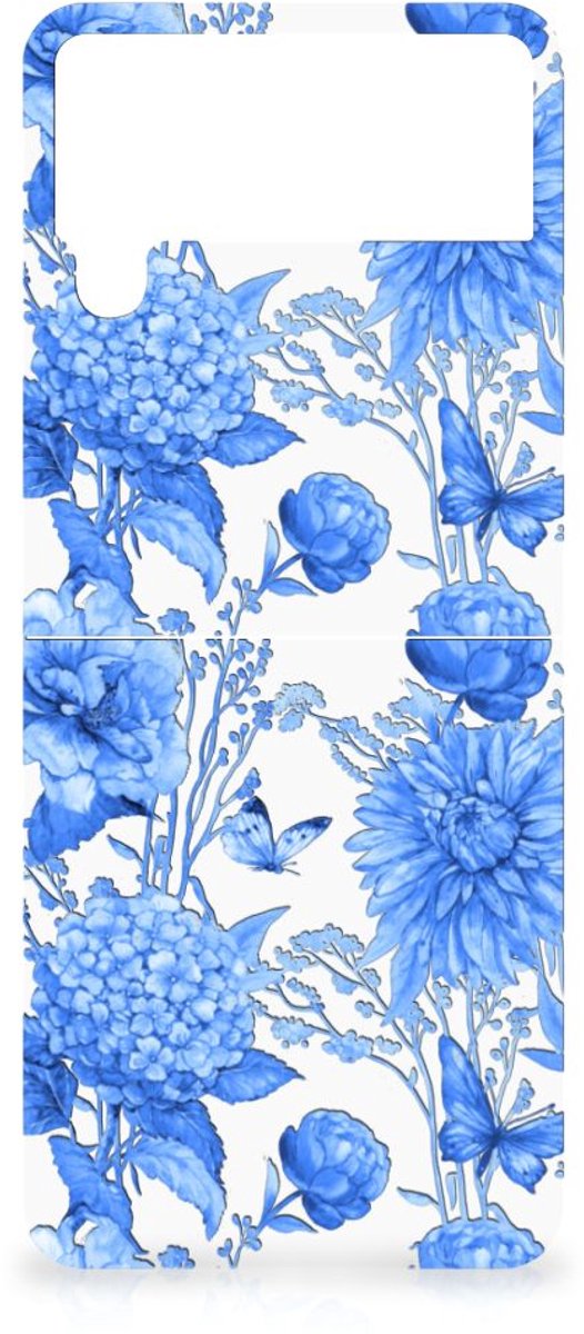 TPU Case voor Samsung Galaxy Z Flip 4 Flowers Blue