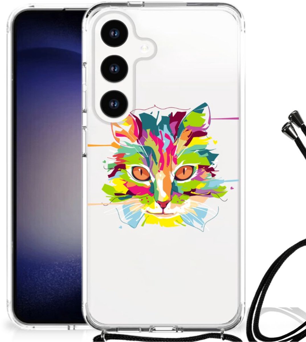 Samsung Galaxy S24 Stevig Bumper Hoesje Cat Color