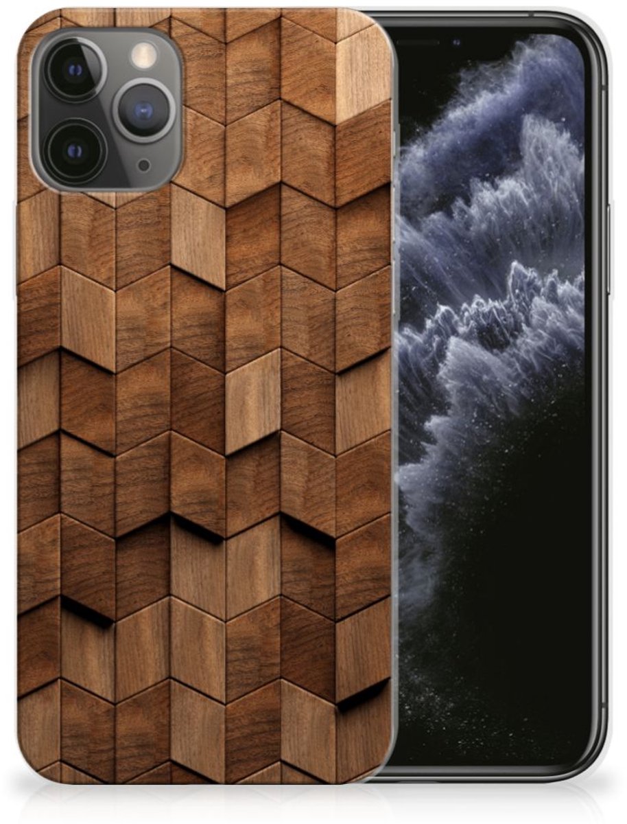 Bumper Hoesje voor Apple iPhone 11 Pro Wooden Cubes