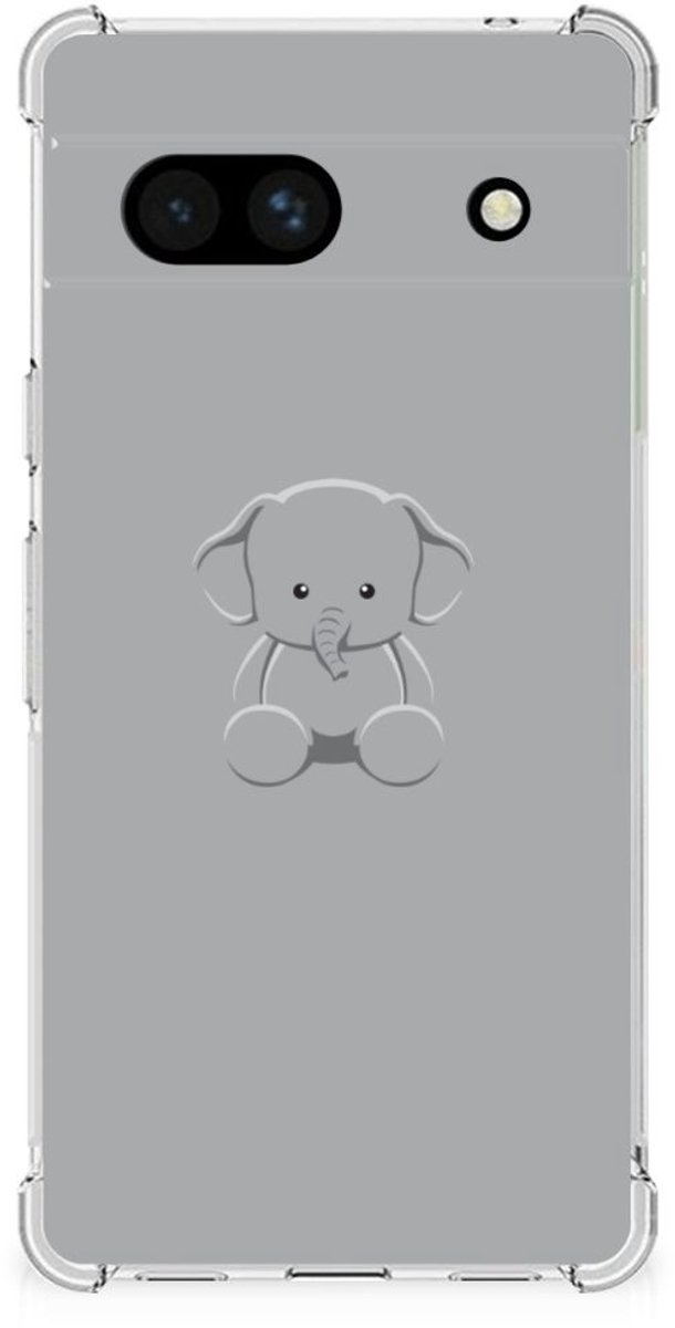 Google Pixel 7A Stevig Bumper Hoesje Grijs Baby Olifant
