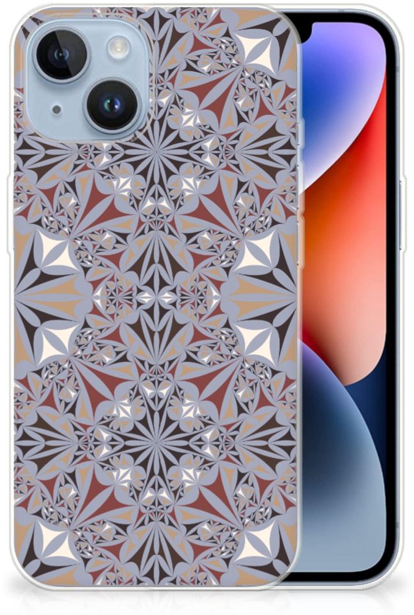 Apple iPhone 14 TPU Siliconen Hoesje Flower Tiles