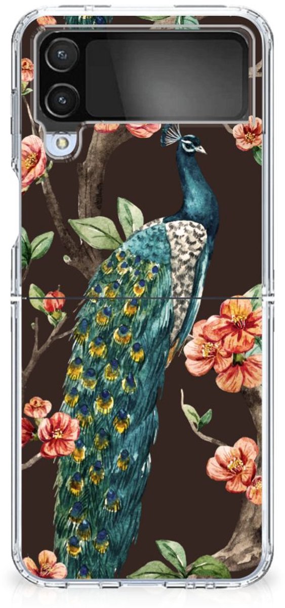 Samsung Galaxy Z Flip 4 TPU Hoesje Pauw met Bloemen