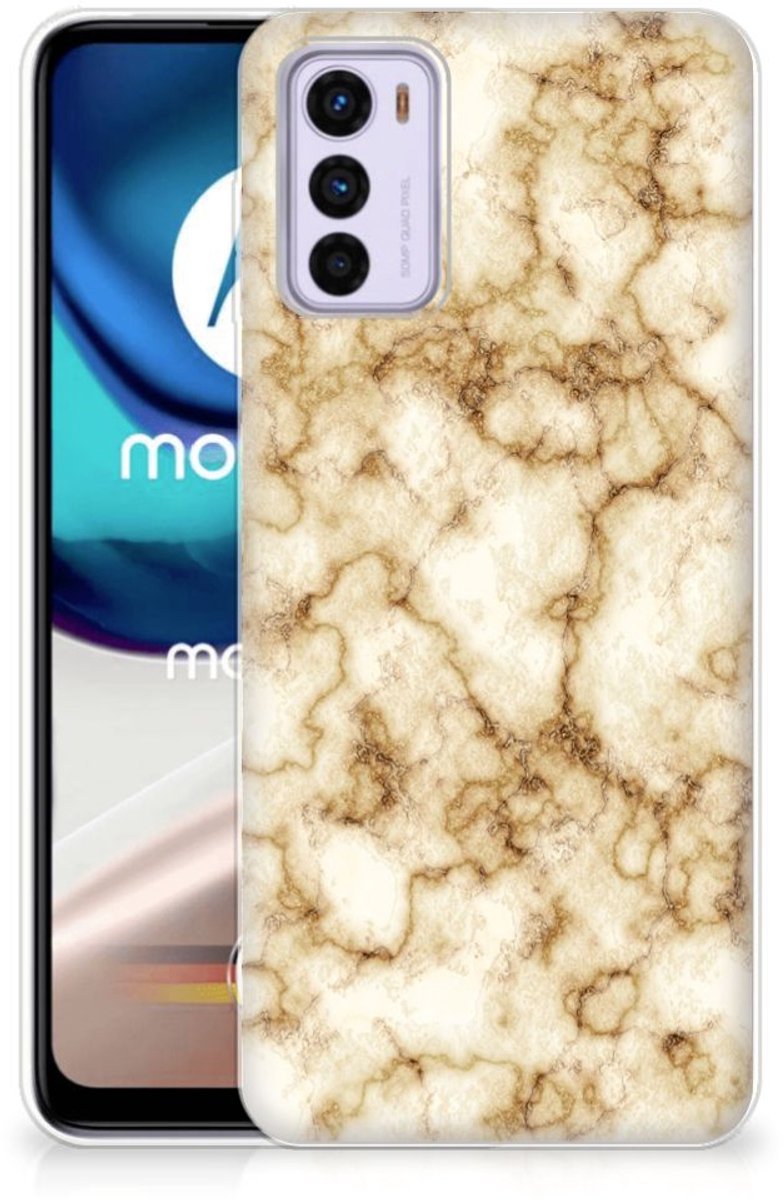 Motorola Moto G42 TPU Siliconen Hoesje Marmer Goud