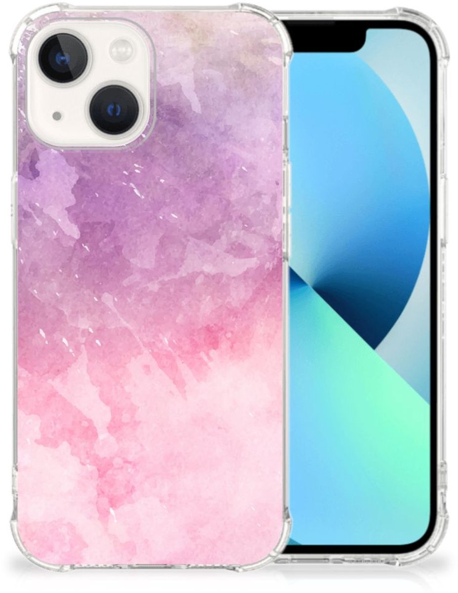 TPU Case Anti-Shock voor Back Cover iPhone 13 Pink Purple Paint