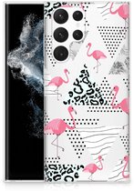Belle coque arrière en TPU Samsung Galaxy S22 Ultra coque de téléphone portable Triangle Flamingo transparent