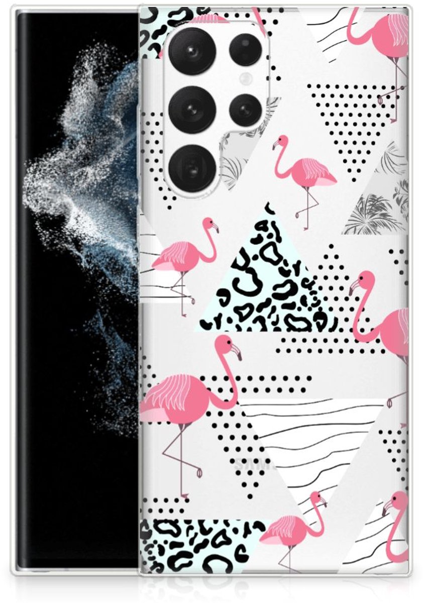 Samsung Galaxy S22 Ultra TPU Hoesje Flamingo Triangle