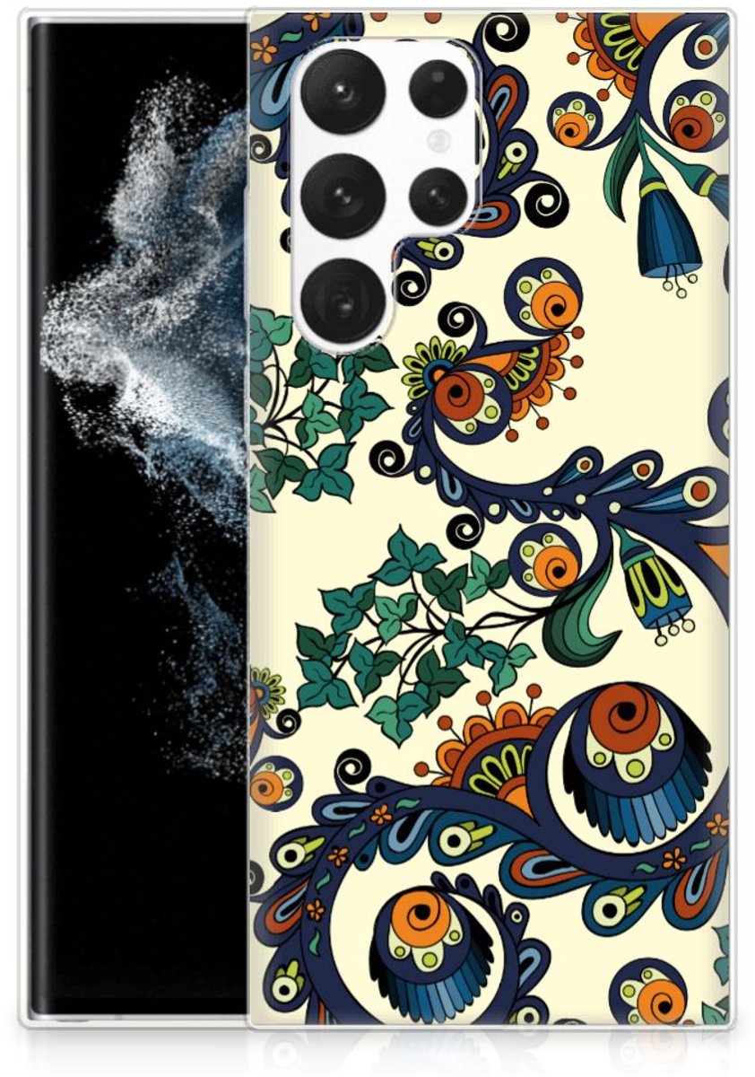 Siliconen Hoesje Samsung Galaxy S22 Ultra Barok Flower