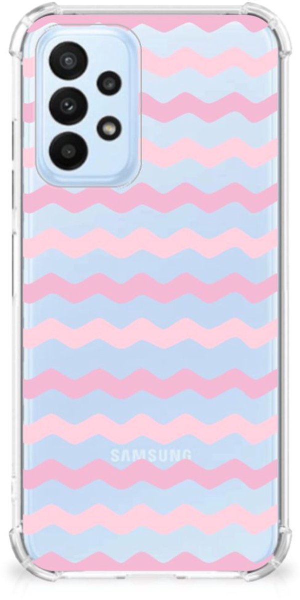 Samsung Galaxy A23 Doorzichtige Silicone Hoesje Waves Roze