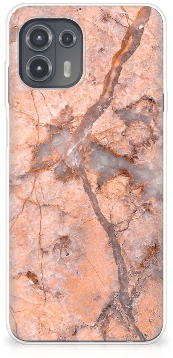 Motorola Edge 20 Lite TPU Siliconen Hoesje Marmer Oranje