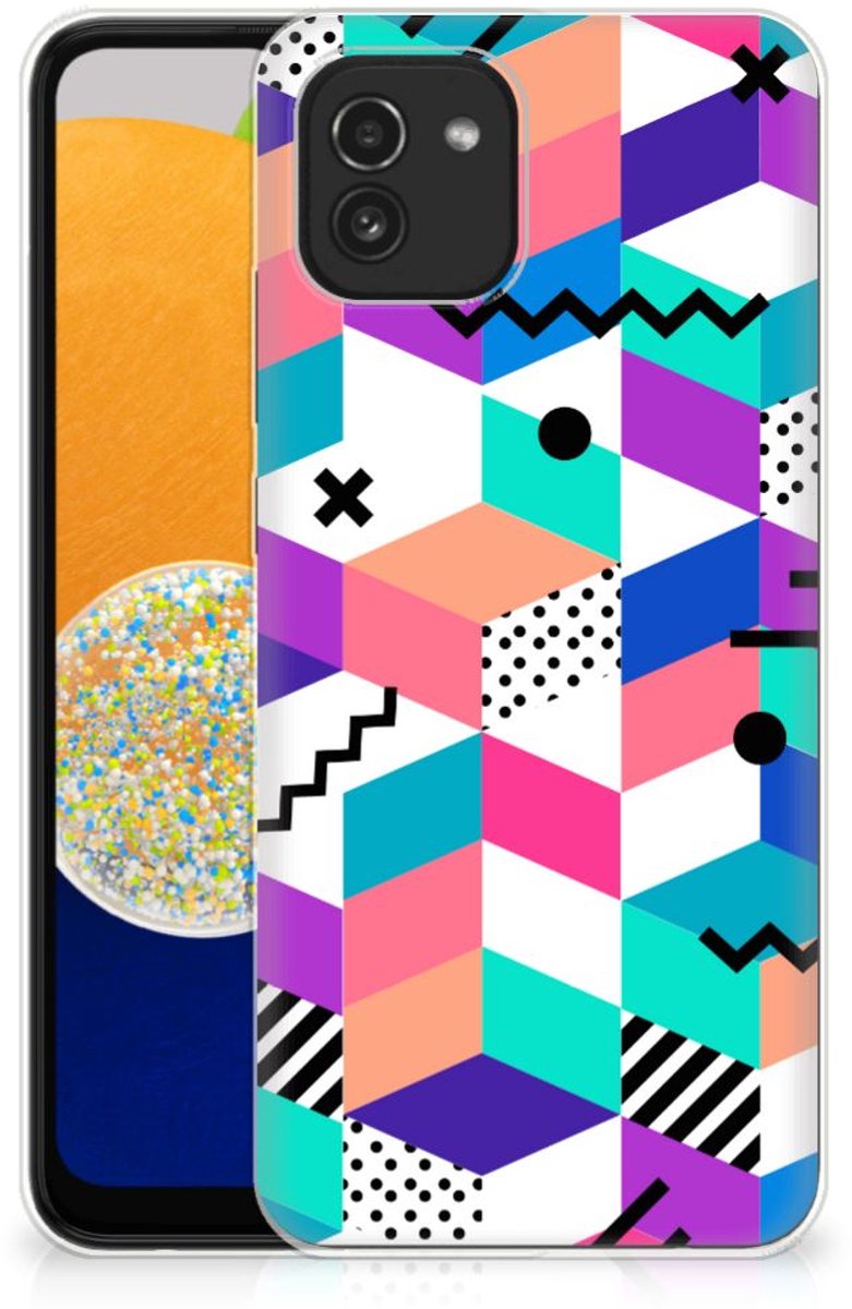 Samsung Galaxy A03 TPU Hoesje Blokken Kleurrijk
