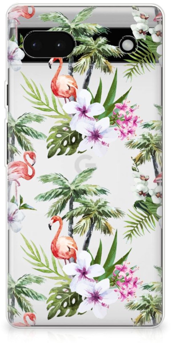 Google Pixel 6A TPU Hoesje Flamingo Palms