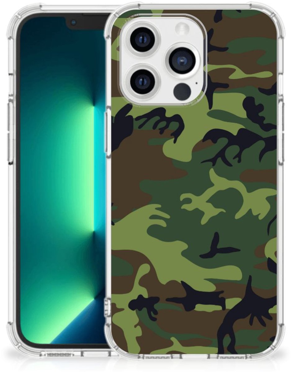 iPhone 13 Pro Max Doorzichtige Silicone Hoesje Army Dark