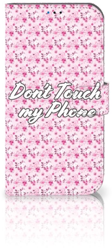 Etui Housse pour iPhone 14 Pro Max Coque Téléphone Fleurs Roses Do Not Touch My Phone