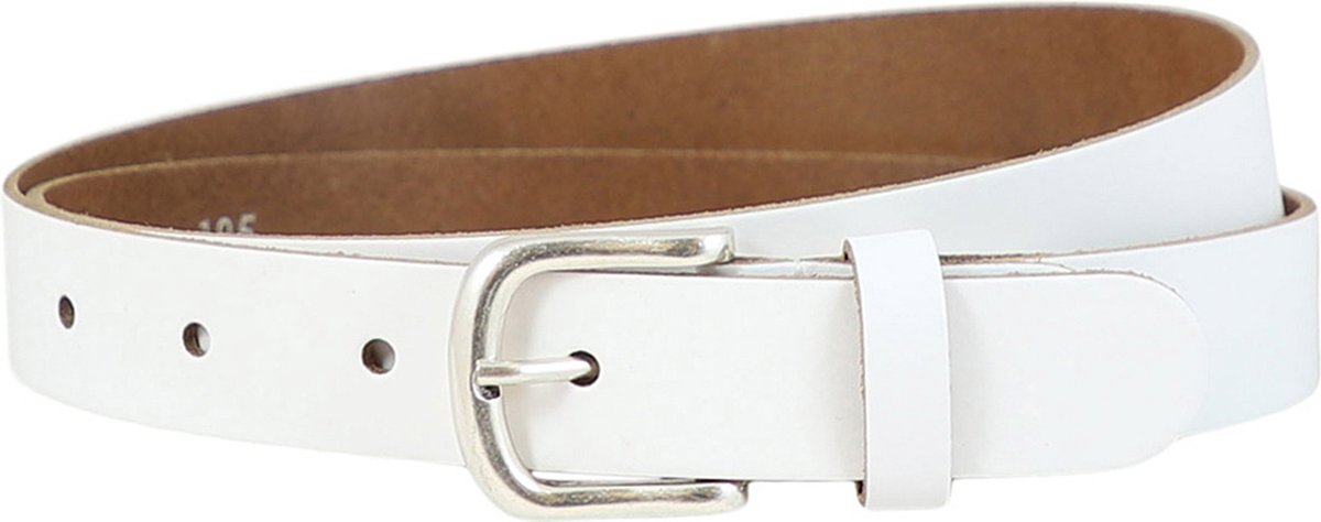 Landley Dames Riem Leer Wit – Breedte 3 cm – Leren Vrouwen Riem - Lengte totaal 100 cm / Riemmaat 85