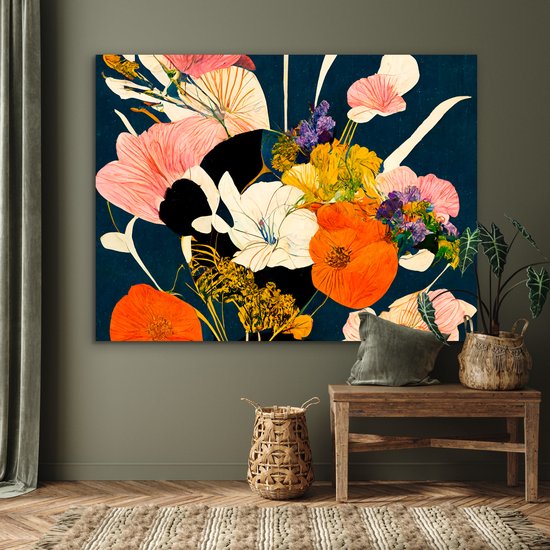 Décoration murale Métal - Aluminium Peinture Industriel - Fleurs - Vase - Tableau - Plantes - 160x120 cm - Dibond - Photo sur aluminium - Décoration murale industrielle - Pour le salon/chambre