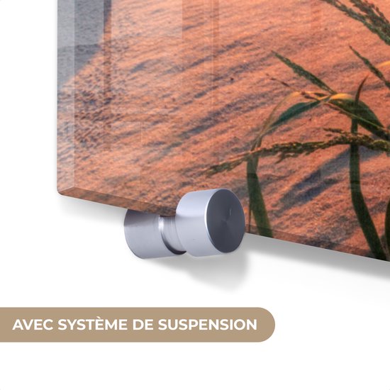 MuchoWow® Peinture sur Verre - Plage - Mer - Dune - Coucher de Soleil - Paysage - 60x120 cm - Peintures sur Verre Acrylique - Photo sur Glas