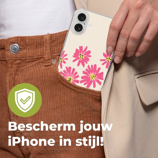 Coque de téléphone compatible avec Apple iPhone 16 Plus - Fleurs - Motif - Minimalisme - Coque en Siliconen