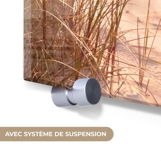 Peinture sur verre - Feuille acrylique - Plage - Mer - Dune - Photo sur verre - Peinture sur verre - Décoration murale - 90x120 cm - Verre acrylique - Peintures de salon