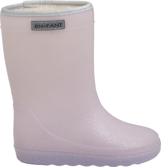 Lichtpaarse thermolaars met glitters, zilveren rand en het ENFANT-logo aan de zijkant.