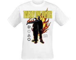 Twenty One Pilots On Fire Heren T-shirt - wit - M
